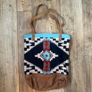 Nan made wool and lather tote